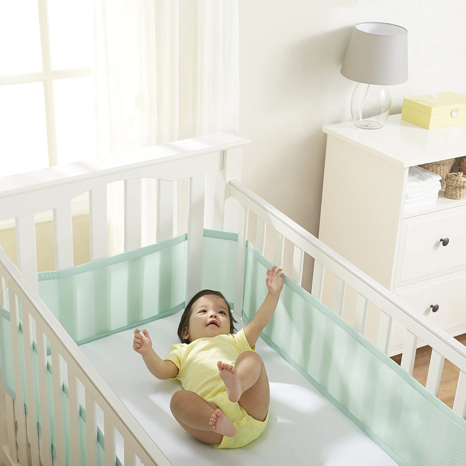 Tour de lit respirant uni, pour lit bébé avec tête et pied pleins