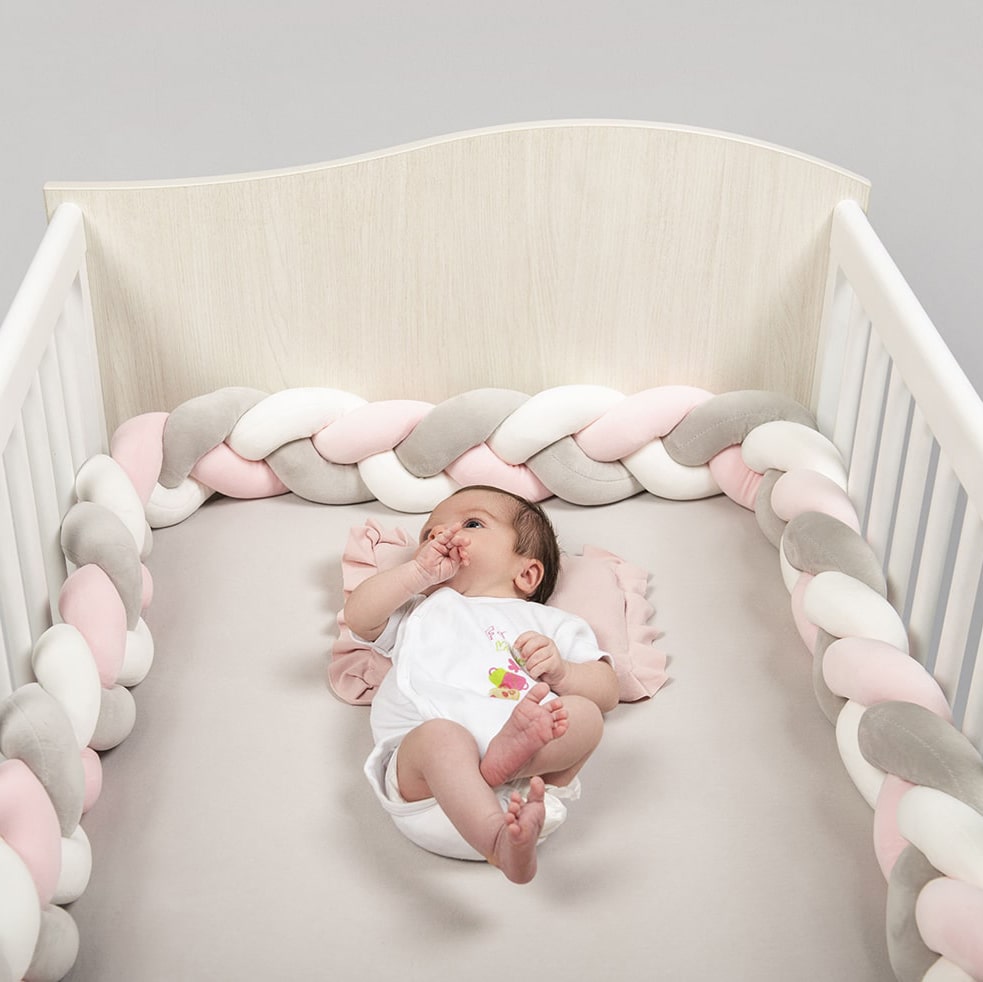 Tour de lit bébé Diem 60x120 cm (réversible) gris clair